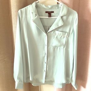Silky Seafoam Green button up blouse